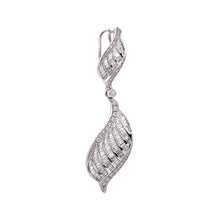 18K White Gold Swirl Pendant | Natural Diamond Invisible Setting | April Birthstone Jewelry - Pendant