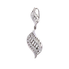 18K White Gold Swirl Pendant | Natural Diamond Invisible Setting | April Birthstone Jewelry - Pendant