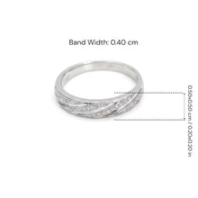 18K White Gold Twisted Diamond Band | Pavé-Set Bypass Ring | Modern Crossover Design Jewelry - Ring