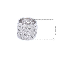 18K White Gold Wide Band Ring | Natural Diamond Pavé Openwork Heart | Bold Statement & Romantic Elegance - Ring
