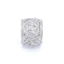 18K White Gold Wide Band Ring | Natural Diamond Pavé Openwork Heart | Bold Statement & Romantic Elegance - Ring