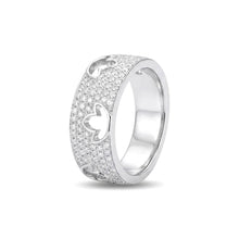 18K White Gold Wide Pavé Band | Natural Diamond Maple Leaf Cutout Motif | Modern Jewelry - Ring