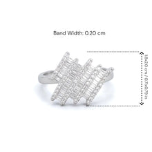 18K White Gold Zigzag Statement Ring | Natural Diamond Baguette & Pavé Geometric Design - Ring
