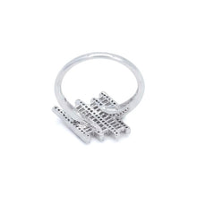 18K White Gold Zigzag Statement Ring | Natural Diamond Baguette & Pavé Geometric Design - Ring