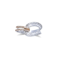 18K White & Rose Gold Infinity Knot Promise Ring | Natural Diamond Round Pavé & Baguette Channel Design - Ring