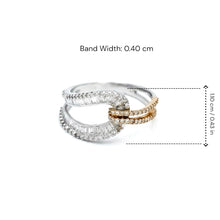 18K White & Rose Gold Infinity Knot Promise Ring | Natural Diamond Round Pavé & Baguette Channel Design - Ring