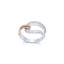 18K White & Rose Gold Infinity Knot Promise Ring | Natural Diamond Round Pavé & Baguette Channel Design - Ring