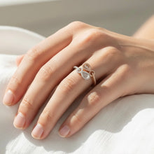 18K White & Rose Gold Infinity Swirl Statement Ring | Natural Diamond Pavé Intertwined Loop Design Jewelry - Ring