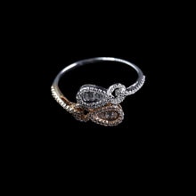 18K White & Rose Gold Infinity Swirl Statement Ring | Natural Diamond Pavé Intertwined Loop Design Jewelry - Ring