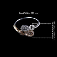18K White & Rose Gold Infinity Swirl Statement Ring | Natural Diamond Pavé Intertwined Loop Design Jewelry - Ring