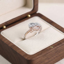 18K White & Rose Gold Infinity Swirl Statement Ring | Natural Diamond Pavé Intertwined Loop Design Jewelry - Ring