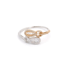 18K White & Rose Gold Infinity Swirl Statement Ring | Natural Diamond Pavé Intertwined Loop Design Jewelry - Ring