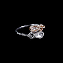 18K White & Rose Gold Infinity Swirl Statement Ring | Natural Diamond Pavé Intertwined Loop Design Jewelry - Ring