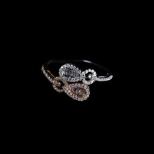 18K White & Rose Gold Infinity Swirl Statement Ring | Natural Diamond Pavé Intertwined Loop Design Jewelry - Ring