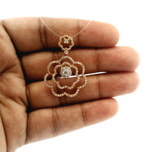 18K White Rose Gold Natural Diamond Floral Swirl Pendant | Romantic Openwork Pavé-Set Diamond Jewelry - Pendant