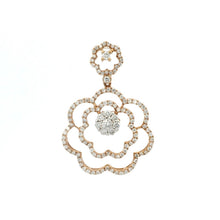 18K White Rose Gold Natural Diamond Floral Swirl Pendant | Romantic Openwork Pavé-Set Diamond Jewelry - Pendant