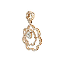 18K White Rose Gold Natural Diamond Floral Swirl Pendant | Romantic Openwork Pavé-Set Diamond Jewelry - Pendant