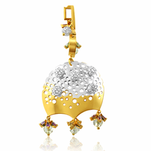 18K White & Yellow Gold | Natural Diamond & Multi Gemstone Domed Chandelier Pendant & Earrings Set - Pendant Earring Set