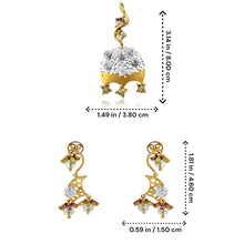 18K White & Yellow Gold | Natural Diamond & Multi Gemstone Domed Chandelier Pendant & Earrings Set - Pendant Earring Set