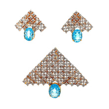 18K Two Tone Gold Pendant Earring Set with Natural Diamond & Swiss Blue Topaz Jewellery