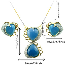 18K Yellow Gold Pendant Earring Chain with Chalcedony Heart & Natural Diamond Jewellery Set - Pendant Earring Set