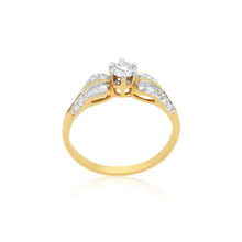 18K Yellow Gold Bypass Engagement Ring | Natural Diamond Solitaire Center Pavé Accents | Perfect Proposal Ring - Ring