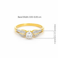 18K Yellow Gold Bypass Engagement Ring | Natural Diamond Solitaire Center Pavé Accents | Perfect Proposal Ring - Ring