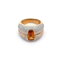 18K Gold Luxury Ring With Natural Diamond & Orange Yellow with White Sapphire Gemstone - JEWELNJOY
