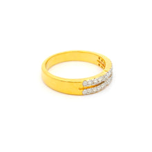 18K Yellow Gold Diamond Double Row Ring | Micro Pavé Band | Elegant Stackable Pinky Design - Ring