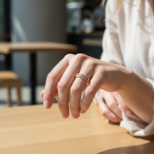 18K Yellow Gold Diamond Double Row Ring | Micro Pavé Band | Elegant Stackable Pinky Design - Ring