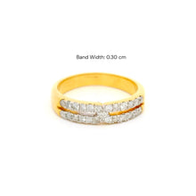18K Yellow Gold Diamond Double Row Ring | Micro Pavé Band | Elegant Stackable Pinky Design - Ring