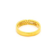 18K Yellow Gold Diamond Double Row Ring | Micro Pavé Band | Elegant Stackable Pinky Design - Ring
