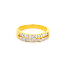 18K Yellow Gold Diamond Double Row Ring | Micro Pavé Band | Elegant Stackable Pinky Design - Ring