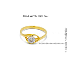 18K Yellow Gold Diamond Flower Cluster Ring | Eight-Stone Halo Design | Elegant Bypass Swirl Band - Ring