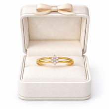 18K Yellow Gold Diamond Flower Cluster Ring | Seven-Stone Floral Design | Classic Engagement Style - Ring