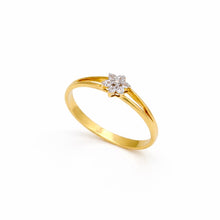 18K Yellow Gold Diamond Flower Cluster Ring | Seven-Stone Floral Design | Classic Engagement Style - Ring