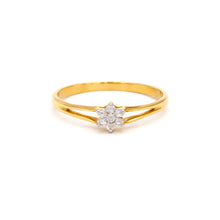 18K Yellow Gold Diamond Flower Cluster Ring | Seven-Stone Floral Design | Classic Engagement Style - Ring