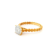 18K Rose Gold Diamond Halo Ring | Platinum-Set Cluster Center | Textured Beaded Band | Classic Elegant Design - Ring