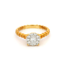 18K Rose Gold Diamond Halo Ring | Platinum-Set Cluster Center | Textured Beaded Band | Classic Elegant Design - Ring