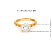 18K Rose Gold Diamond Halo Ring | Platinum-Set Cluster Center | Textured Beaded Band | Classic Elegant Design - Ring