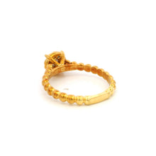 18K Rose Gold Diamond Halo Ring | Platinum-Set Cluster Center | Textured Beaded Band | Classic Elegant Design - Ring