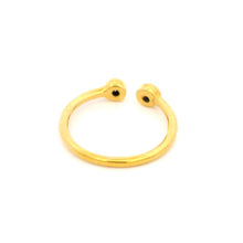 18K Yellow Gold Diamond Open Cuff Ring | Two Bezel-Set White Diamonds | Contemporary Stackable Knuckle Band - Ring