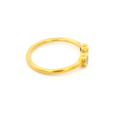 18K Yellow Gold Diamond Open Cuff Ring | Two Bezel-Set White Diamonds | Contemporary Stackable Knuckle Band - Ring