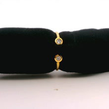 18K Yellow Gold Diamond Open Cuff Ring | Two Bezel-Set White Diamonds | Contemporary Stackable Knuckle Band - Ring