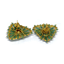 18K Yellow Gold Diamond Polki Emerald Earrings – Heritage Look Featuring Vibrant Precious Gemstone Jewellery - Earrings