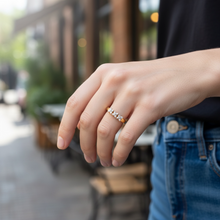 18K Yellow Gold Diamond Three-Flower Cluster Ring | Floral Engagement Design | Classic Sparkling Band - Ring