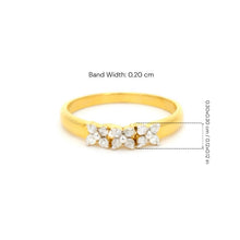 18K Yellow Gold Diamond Three-Flower Cluster Ring | Floral Engagement Design | Classic Sparkling Band - Ring