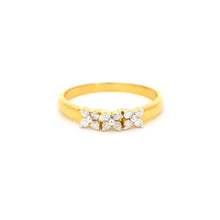 18K Yellow Gold Diamond Three-Flower Cluster Ring | Floral Engagement Design | Classic Sparkling Band - Ring