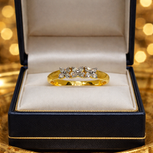 18K Yellow Gold Diamond Three-Flower Cluster Ring | Floral Engagement Design | Classic Sparkling Band - Ring