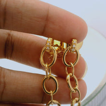 18K Yellow Gold Drop Earrings | Natural Diamond & White Quartz | Chain Link Decorative Knot Motif Charm Jewelry